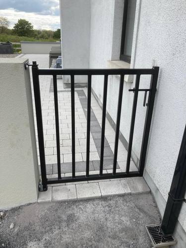 Gate 056 - Small black vertical-bar patio gate